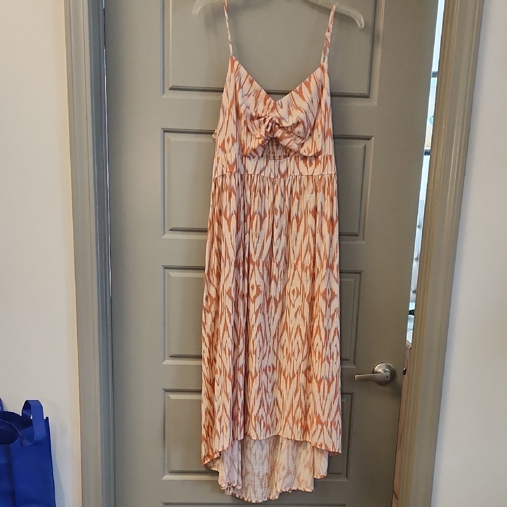 Stylish Orange and White Patterned Dress